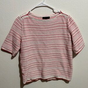Ann Taylor Short Sleeve Top in Red and White